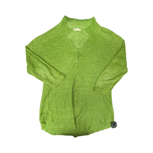 Sweater Cardigan Designer By Eileen Fisher In Green, Size:L