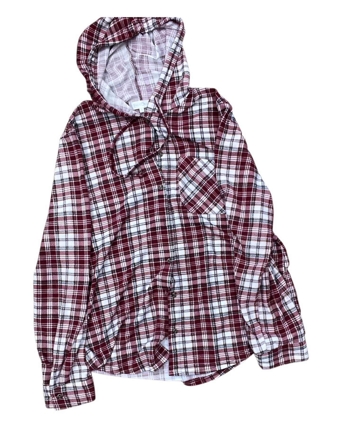Blouse Ls By Eden & Olivia In Red & White, Size:Xl