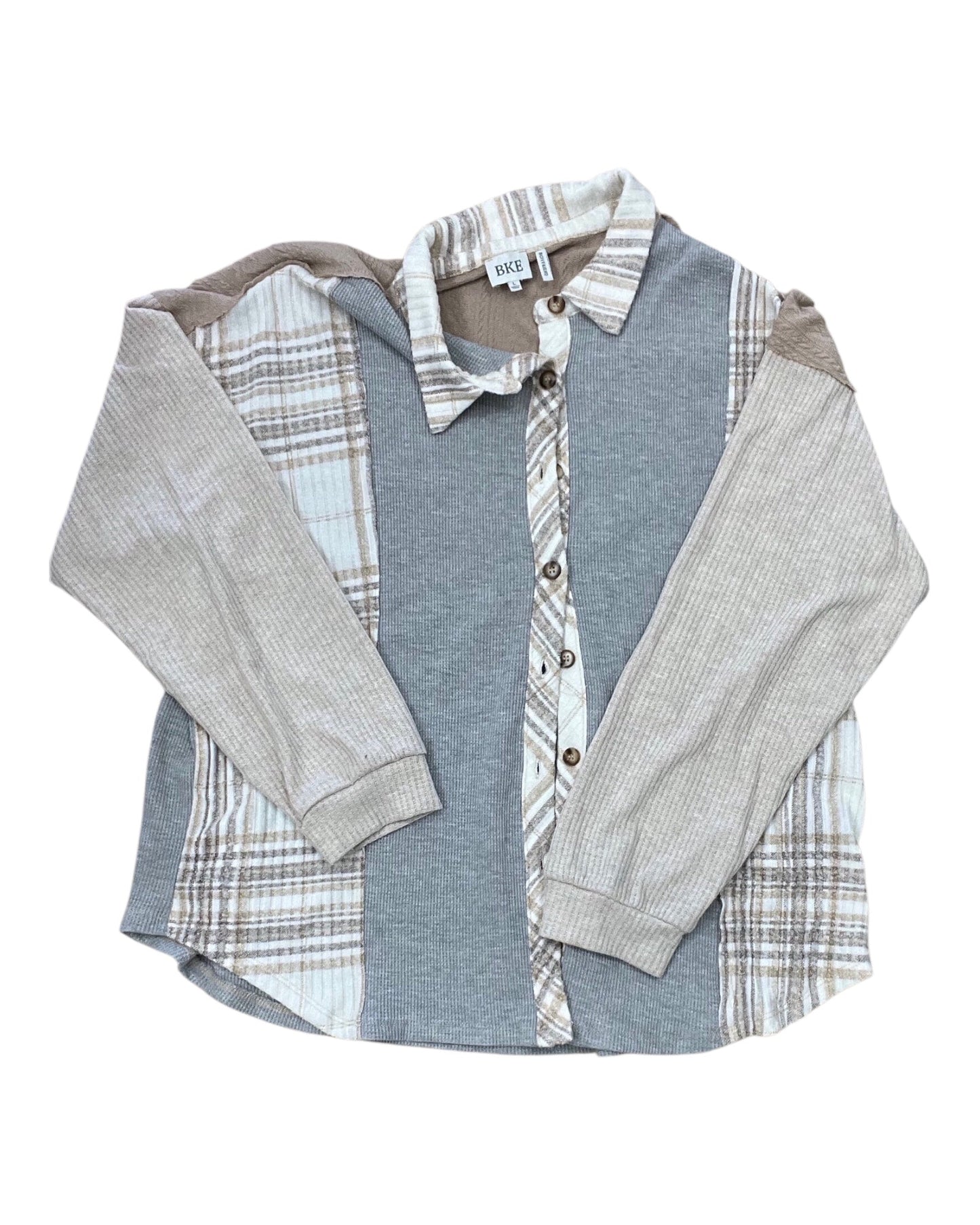 Blouse Ls By Bke In Grey, Size:L