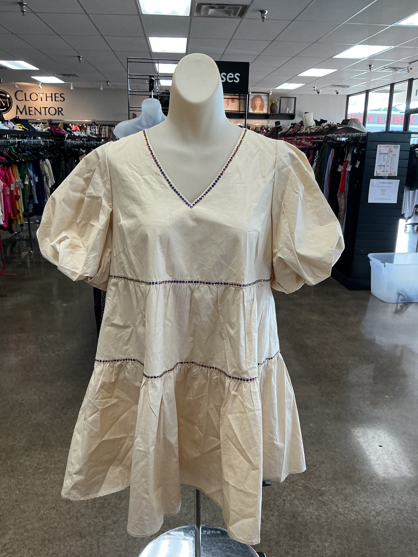 Dress Casual Short By Queen of Sparkles In Tan, Size:S