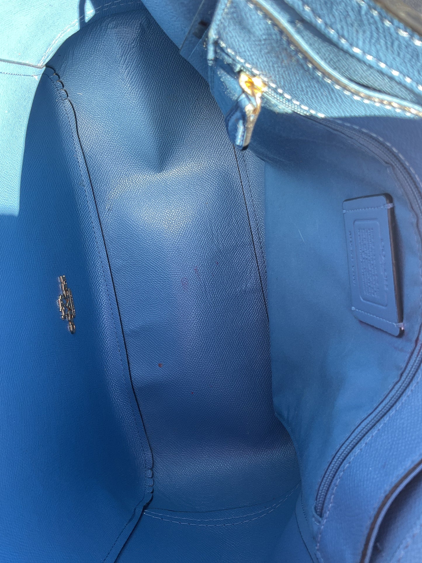 Handbag Designer By Coach In Blue, Size:Large / as is