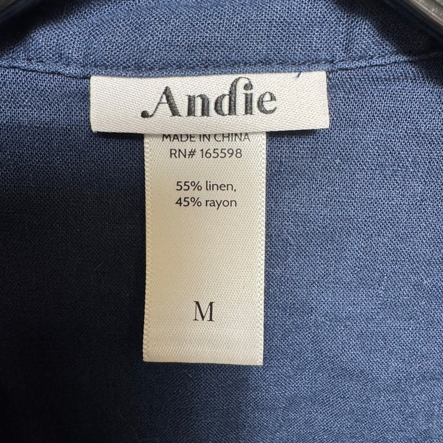 Linen Blend Tunic Long Sleeve By andie In Blue, Size: M