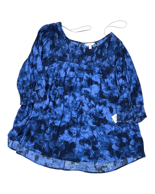 Top 3/4 Sleeve By Terra & Sky In Blue, Size:3X