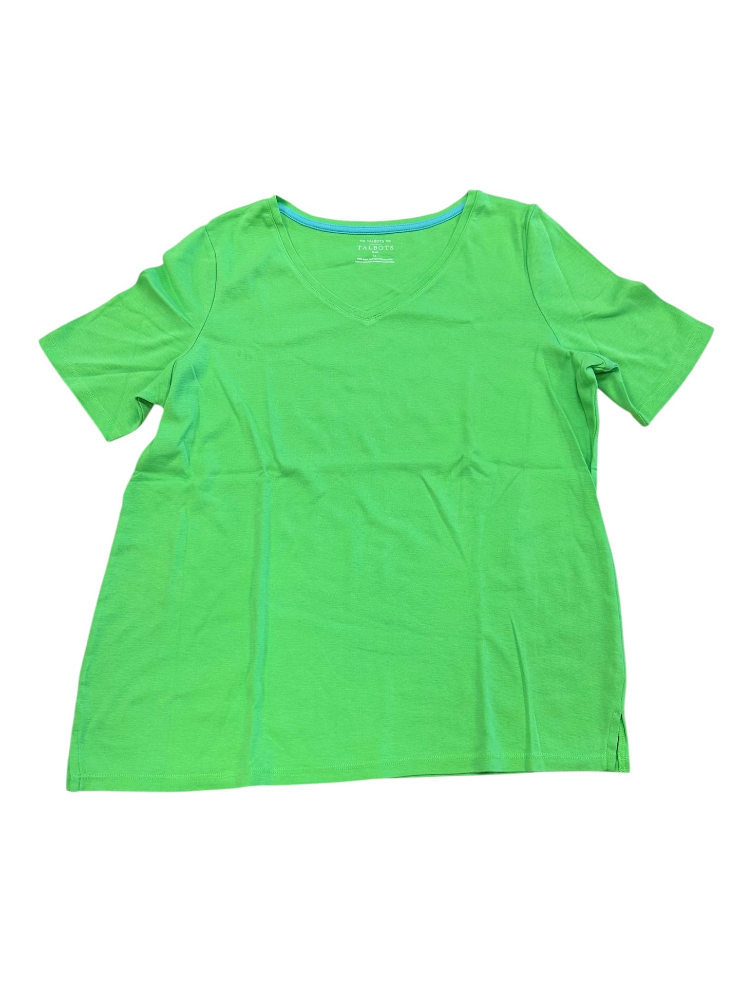 Top Ss Basic By Talbots In Green, Size:1X