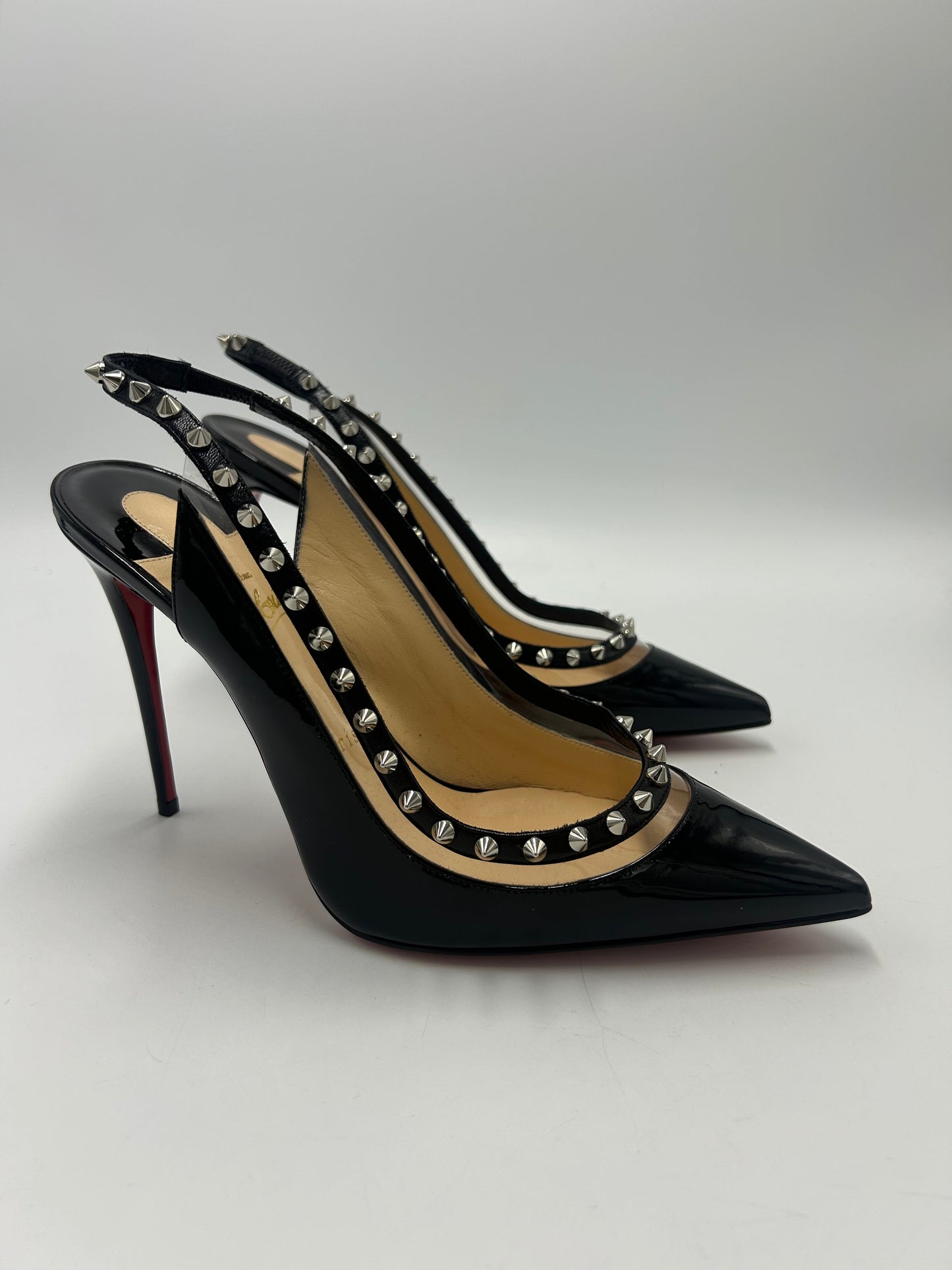Christian Louboutin Brigadine Spike Luxury Slingback Designer Shoes, Size: 10.5 (40.5)