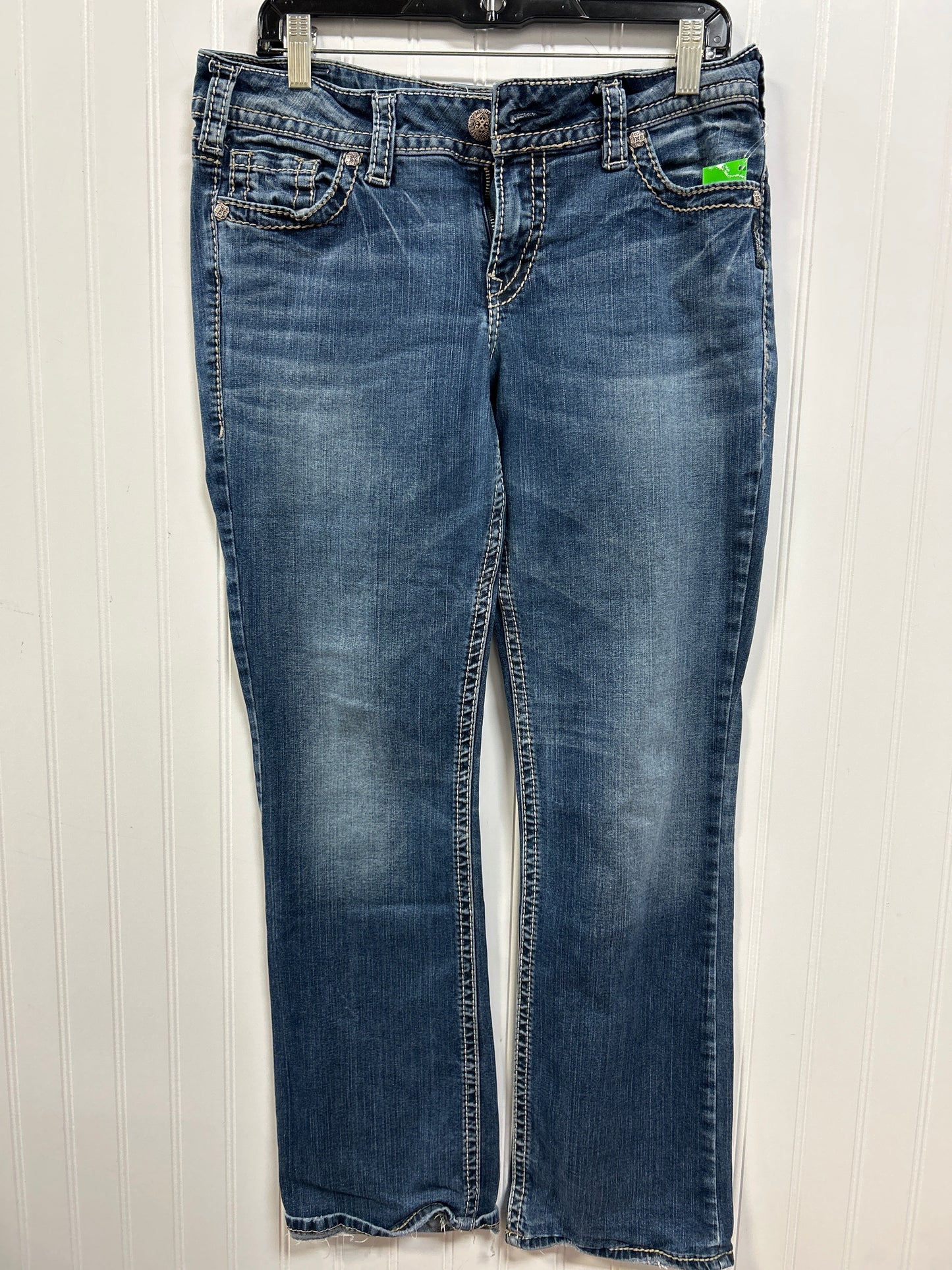 Jeans Boot Cut By Silver In Blue Denim, Size:10