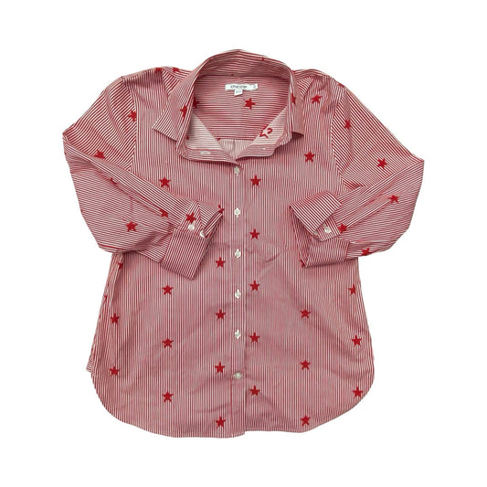 Top 3/4 Sleeve By Chicos In Red & White, Size:4