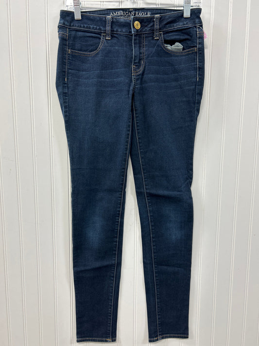 Jeans Skinny By American Eagle In Blue Denim, Size:4