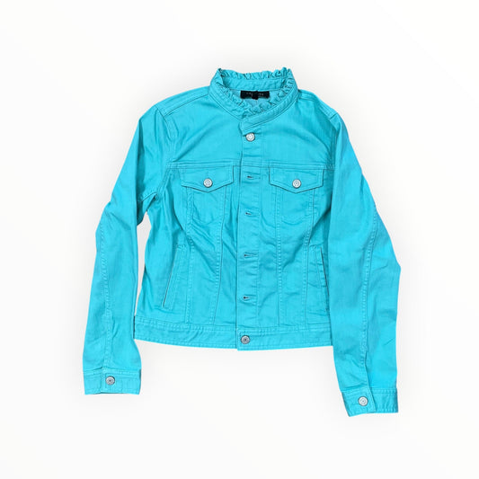 Jacket Denim By Talbots In Green Denim, Size:S