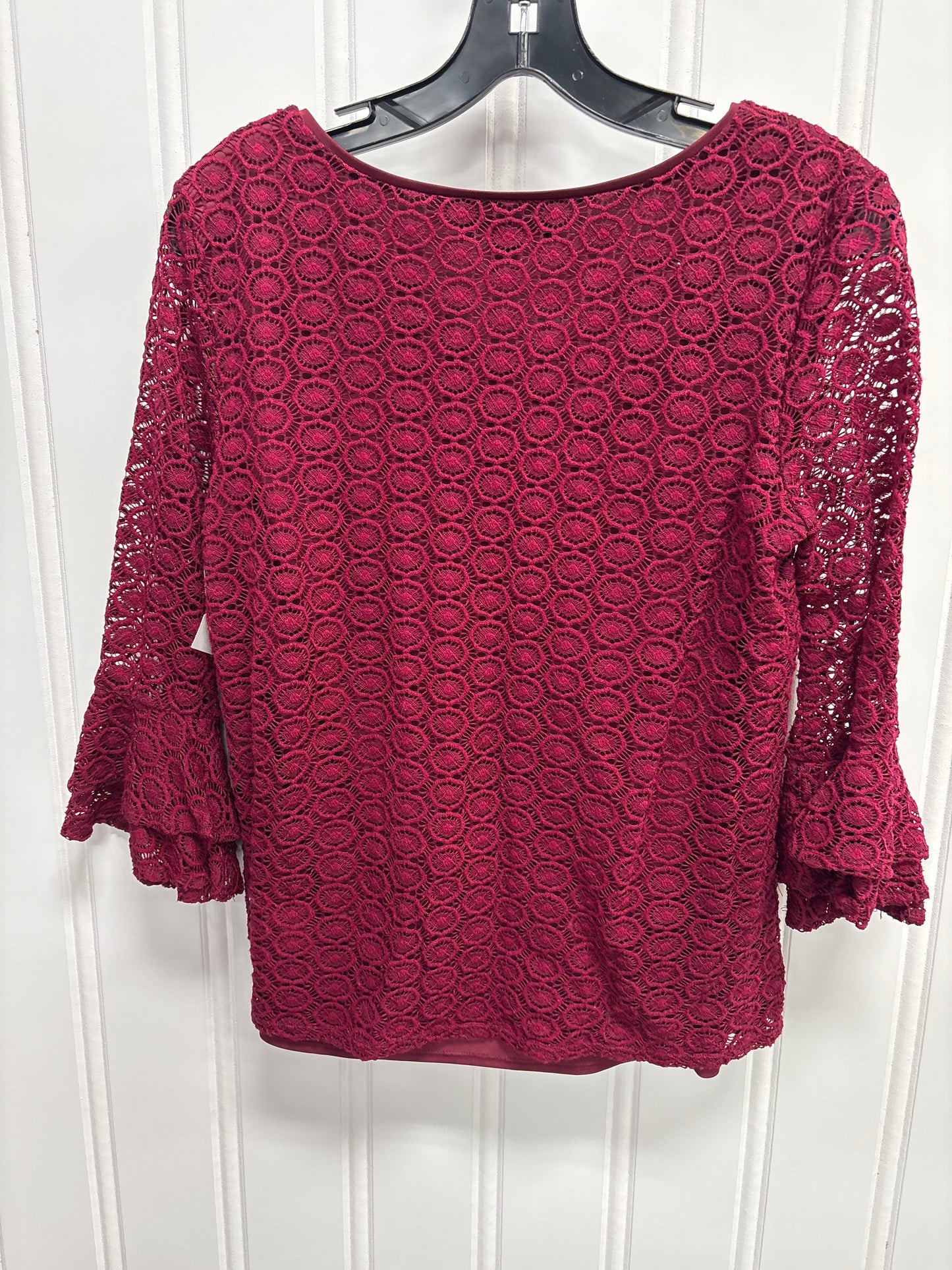 Top 3/4 Sleeve By Roz And Ali In Maroon, Size:S