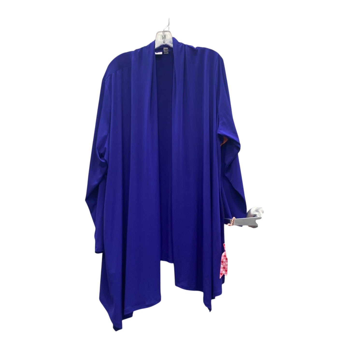 Cardigan By Susan Graver In Blue, Size:1X