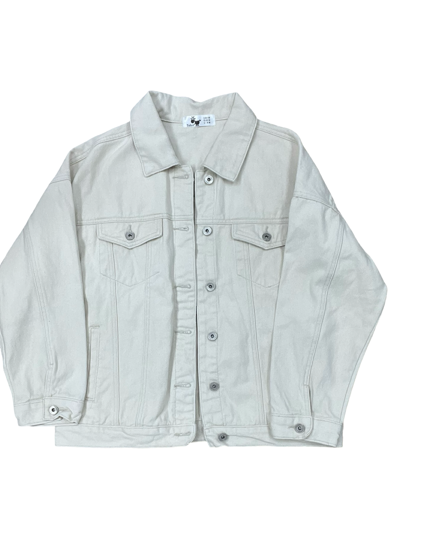 Jacket Denim By Clothes Mentor In Cream, Size:M