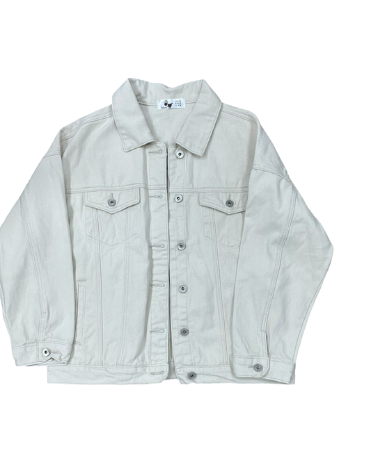 Jacket Denim By Clothes Mentor In Cream, Size:M