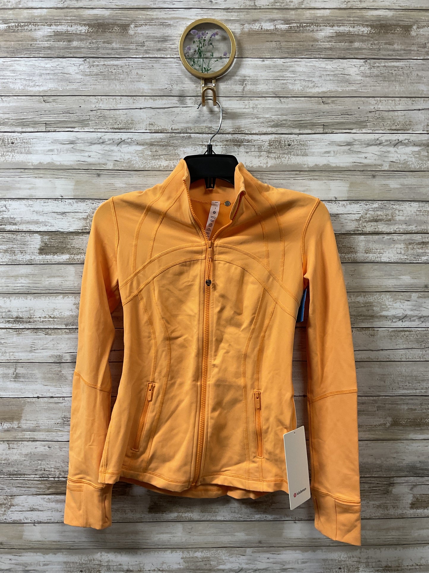 Athletic Jacket By Lululemon In Orange, Size:4