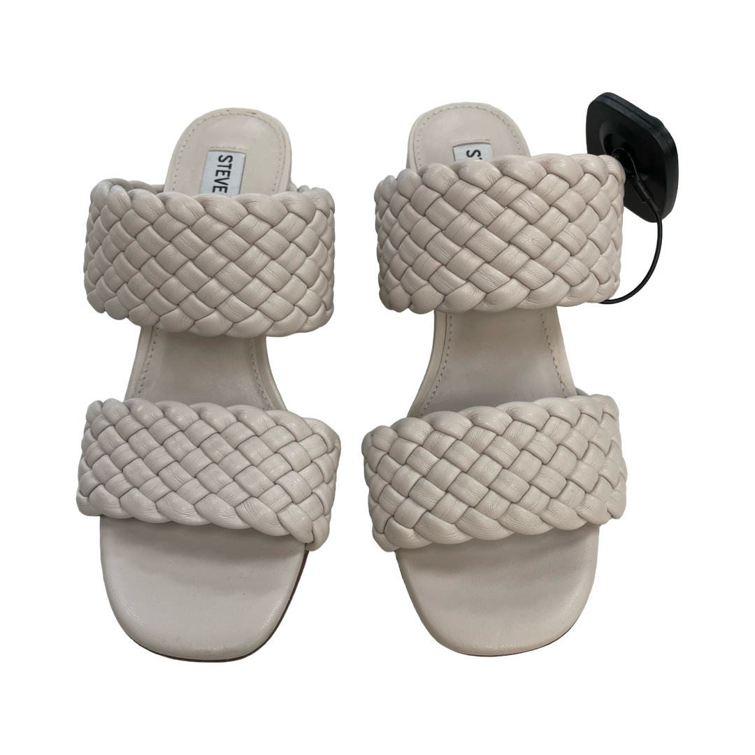 Sandals Heels Block By Steve Madden In Cream, Size:6
