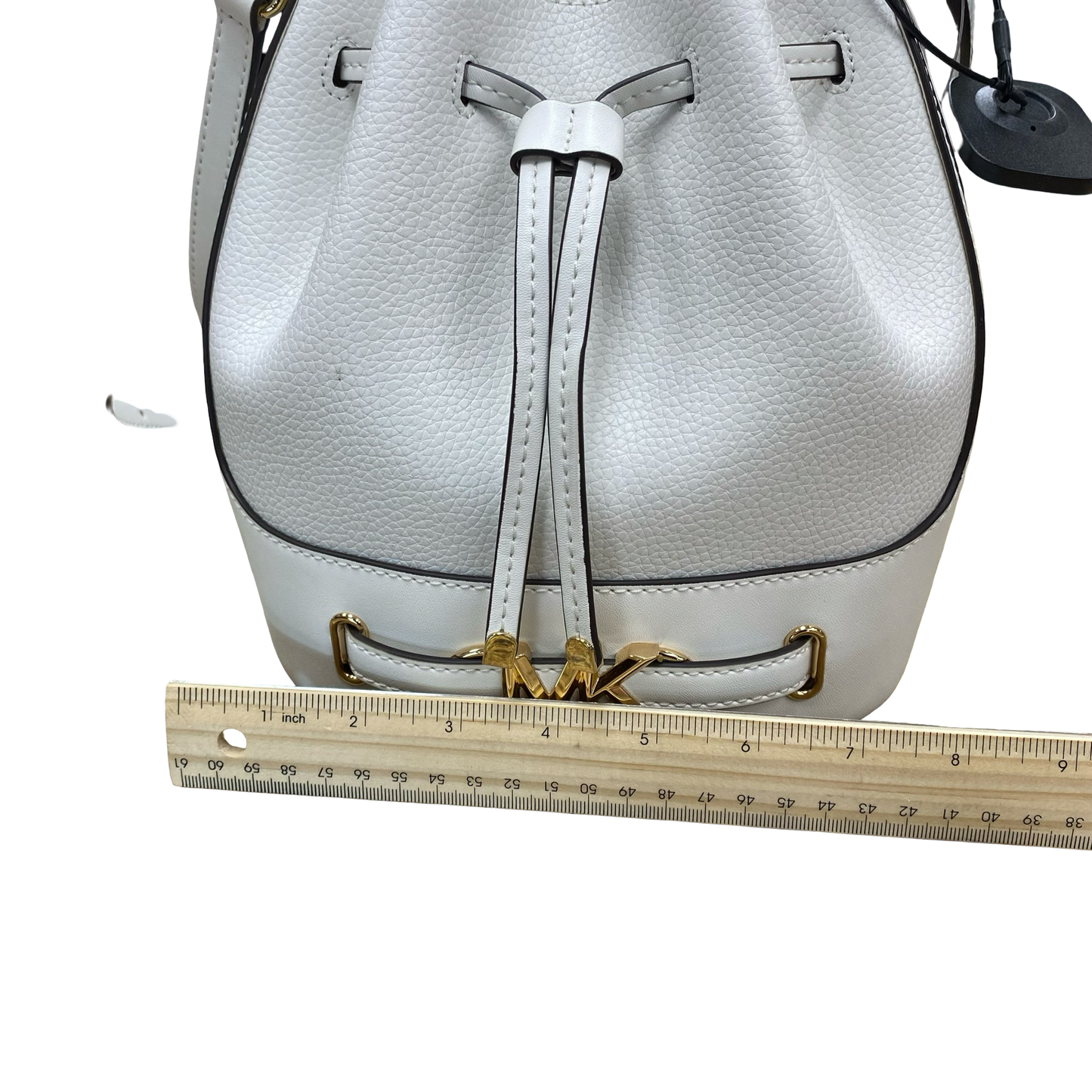Handbag Designer By Michael Kors In Gold & White, Size:Medium