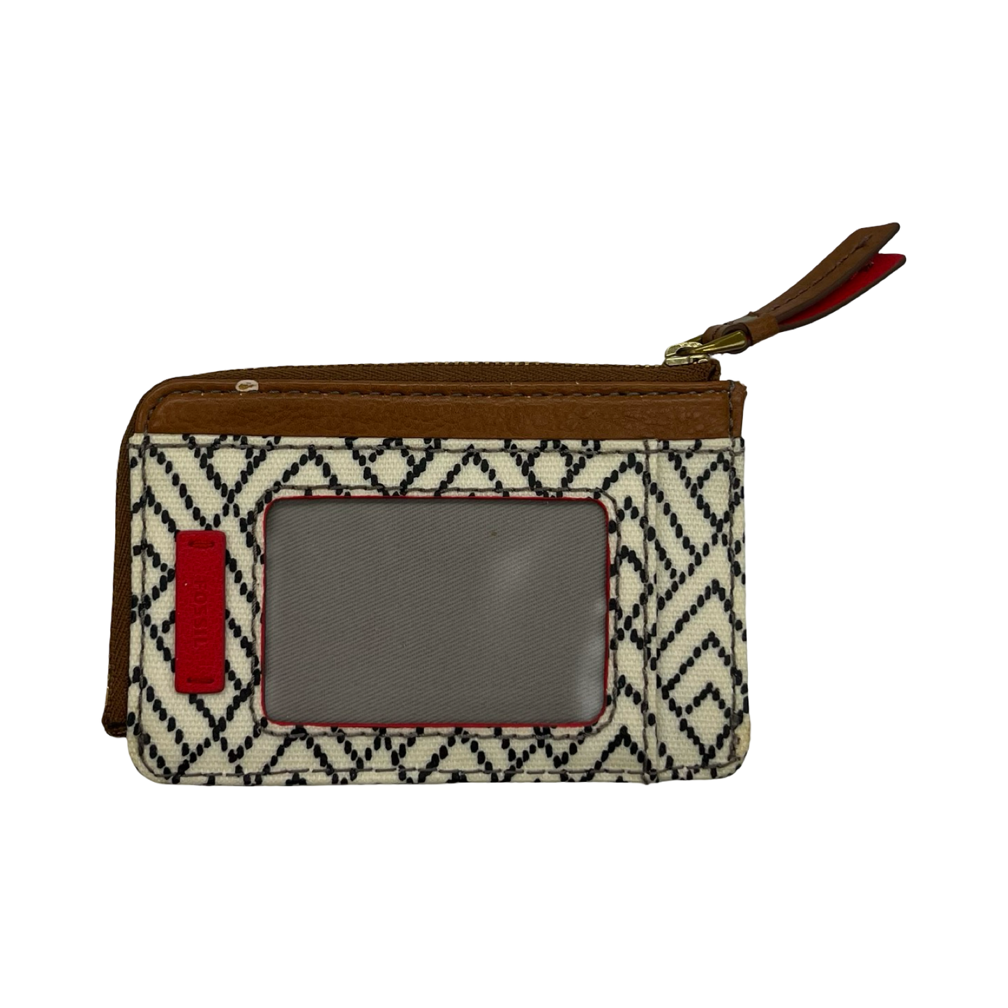 Wallet Leather By Fossil In Brown & Red, Size:Small