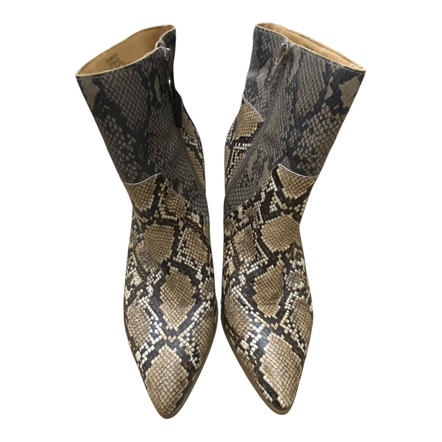 Boots Ankle Heels By Crown Vintage In Snakeskin Print, Size:10