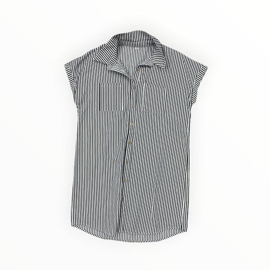 Dress Casual Midi By Clothes Mentor In Grey & White, Size:M