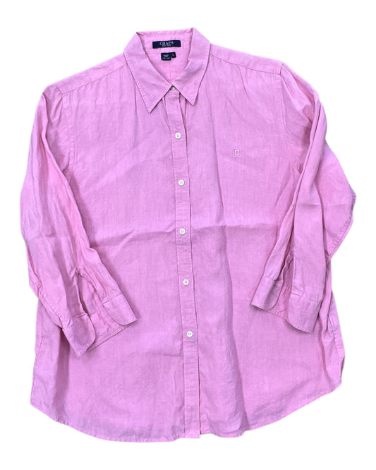 Blouse Ls By Chaps In Pink, Size:L