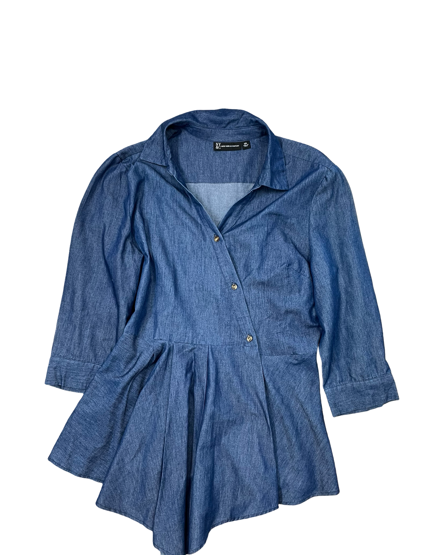 Top 3/4 Sleeve By New York And Co In Blue Denim, Size:2X