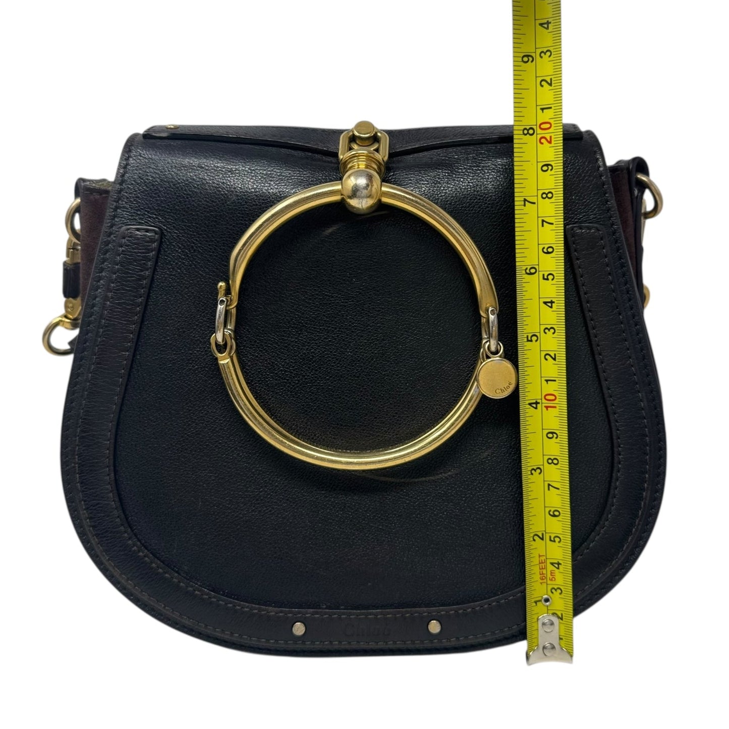 Nile Leather & Suede Bracelet Crossbody Handbag Luxury Designer By Chloe, Size: Small