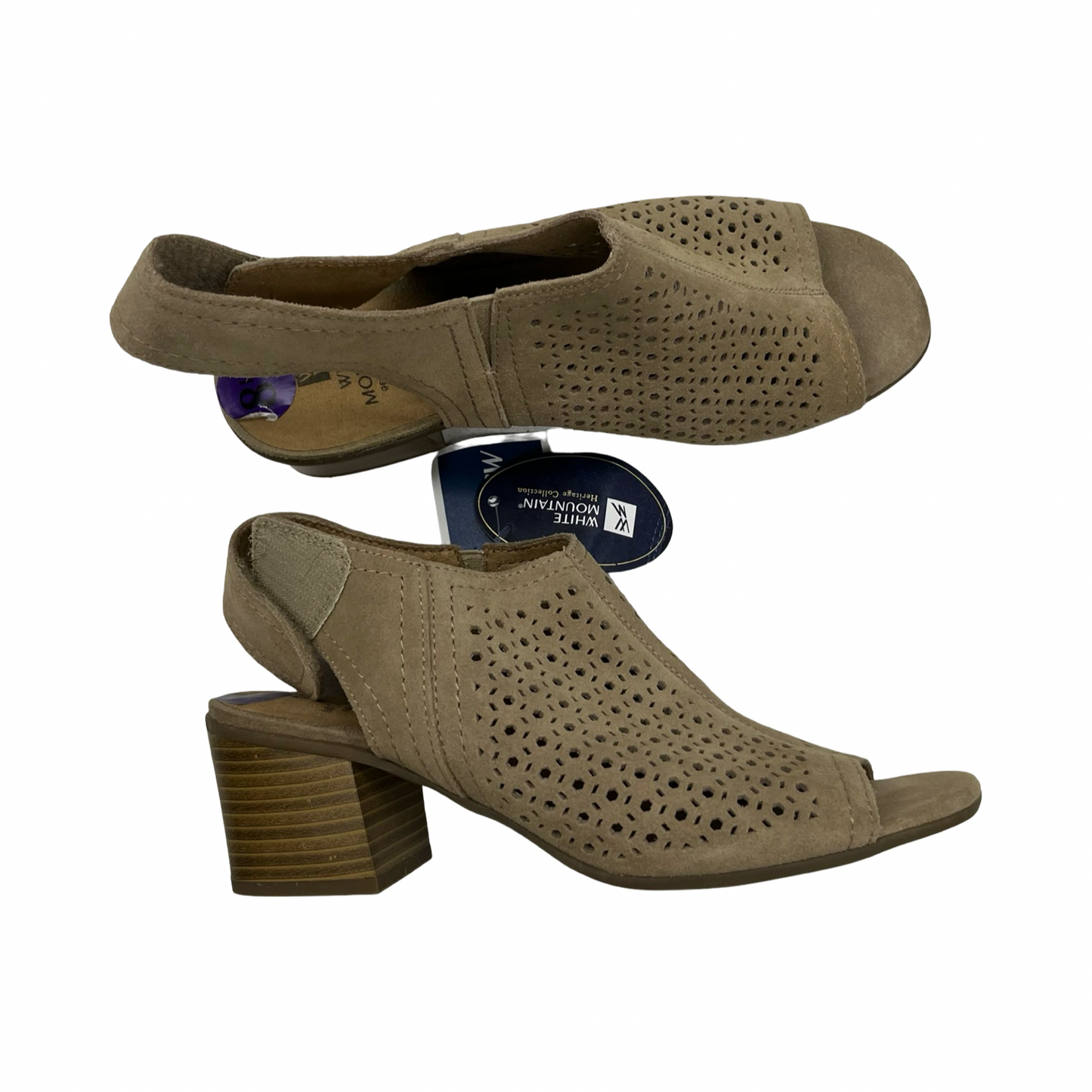 Sandals Heels Block By White Mountain In Tan, Size:8.5