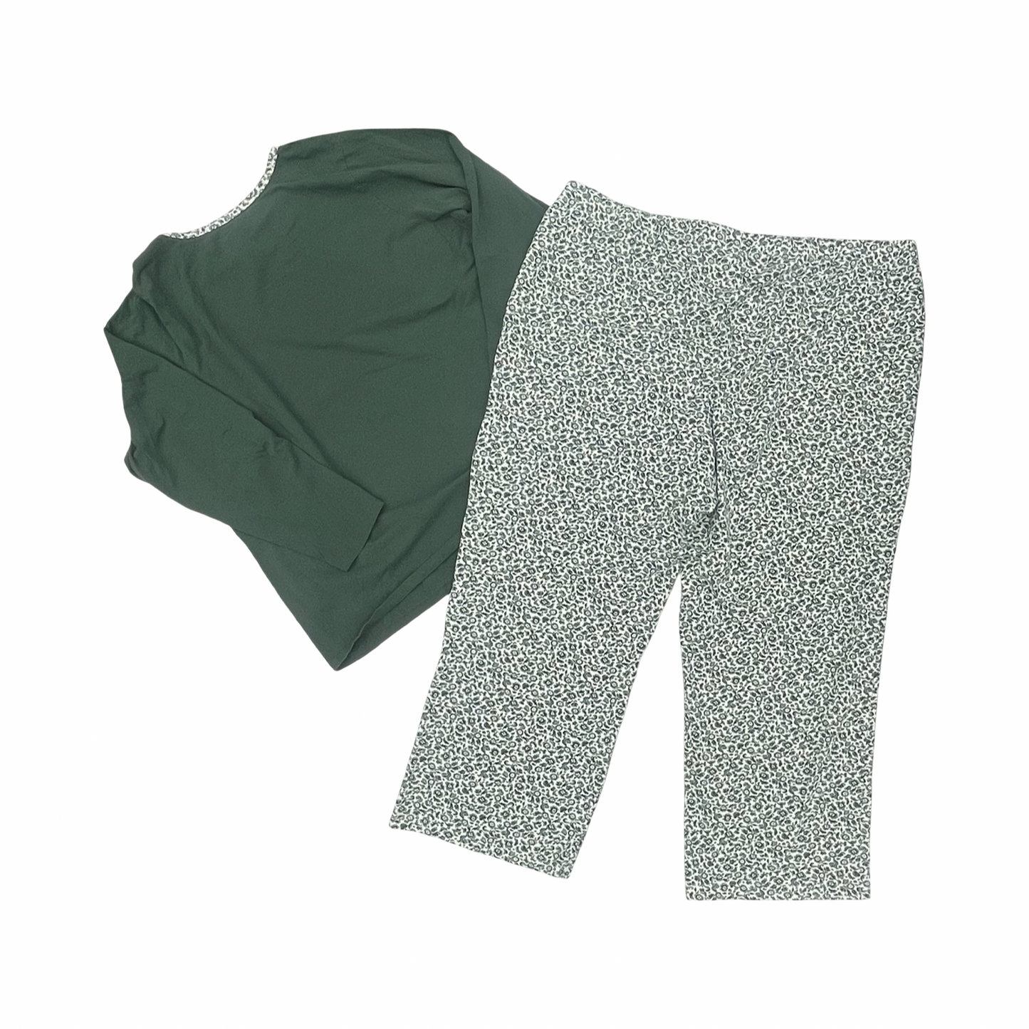 Pajamas 2Pc By Lands End In Cream & Green, Size:2X