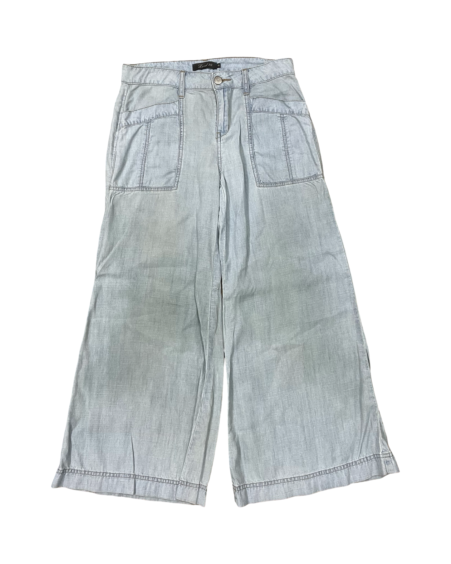 Pants Cropped By Level 99 In Blue Denim, Size:2