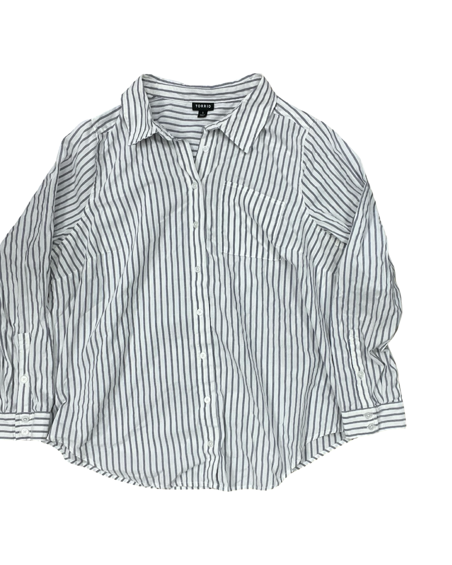 Blouse Ls By Torrid In Purple & White, Size:1X