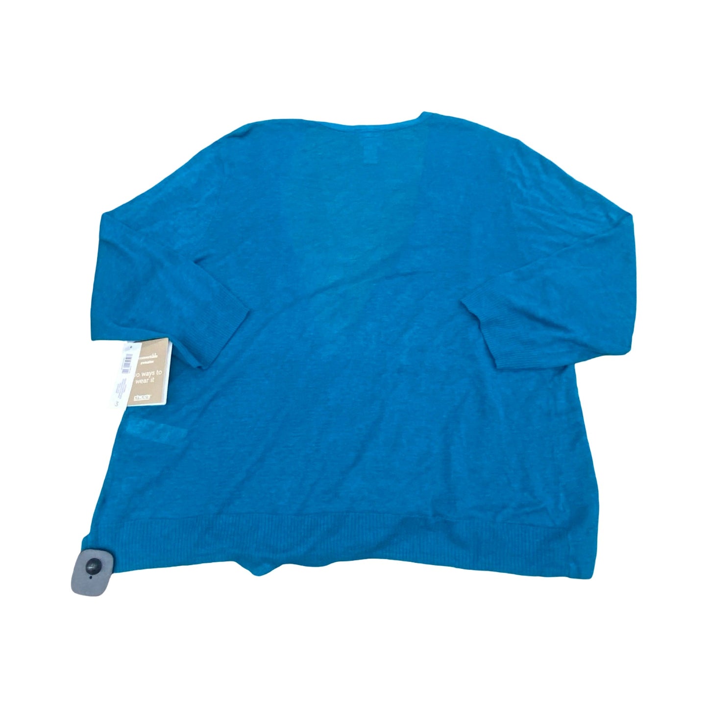 Sweater Cardigan By Chicos In Teal, Size:Xl