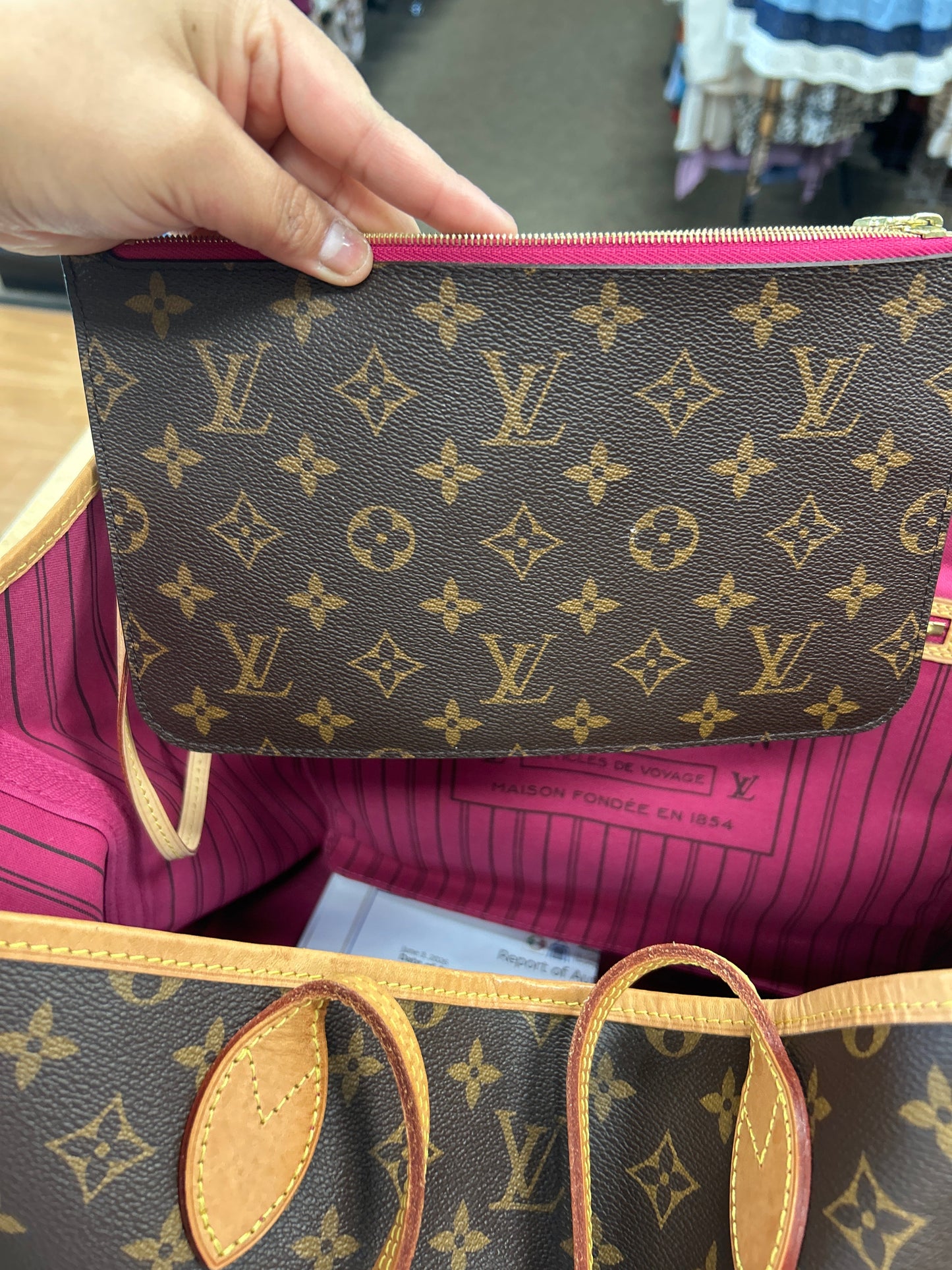 Handbag Luxury Designer By Louis Vuitton In Brown, Size:Large