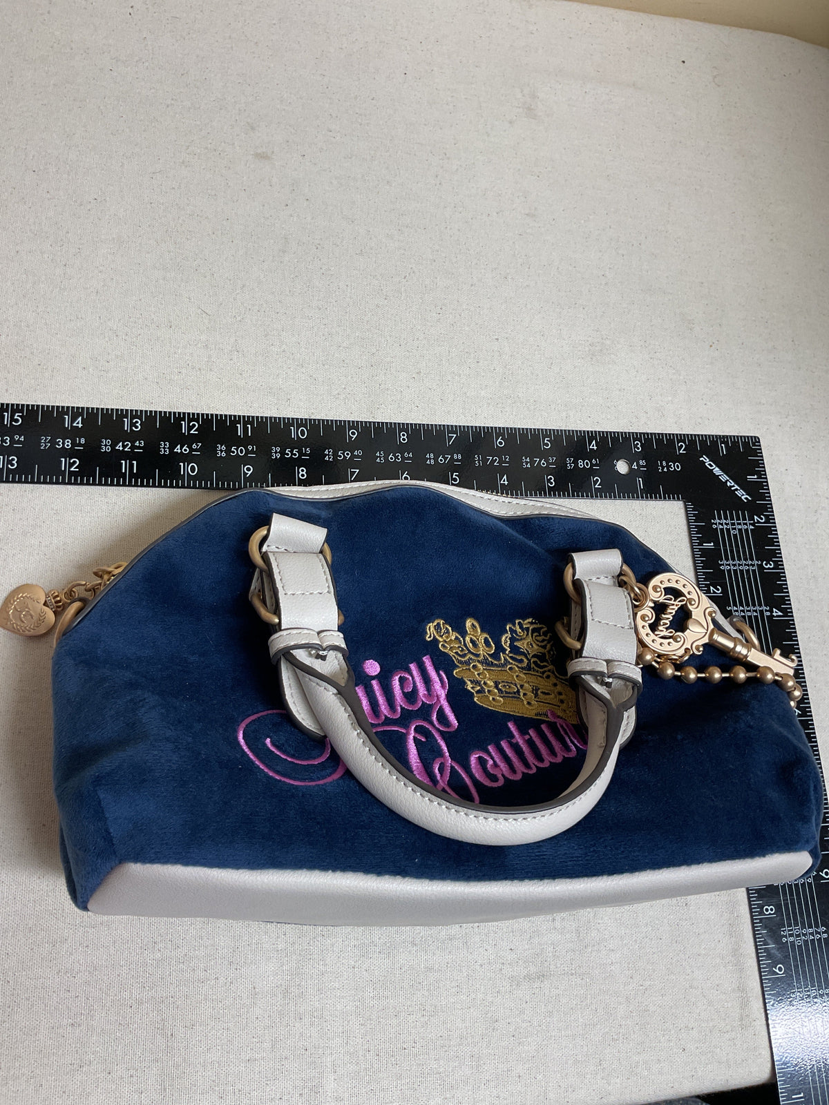 Handbag By Juicy Couture In Blue & Cream, Size:Medium