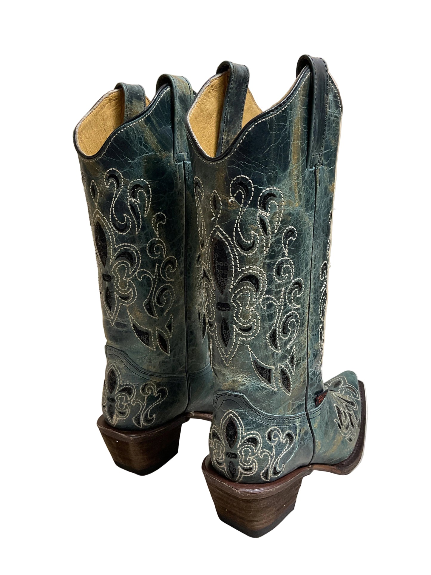 Boots Western By Cmb In Black & Blue, Size:7.5