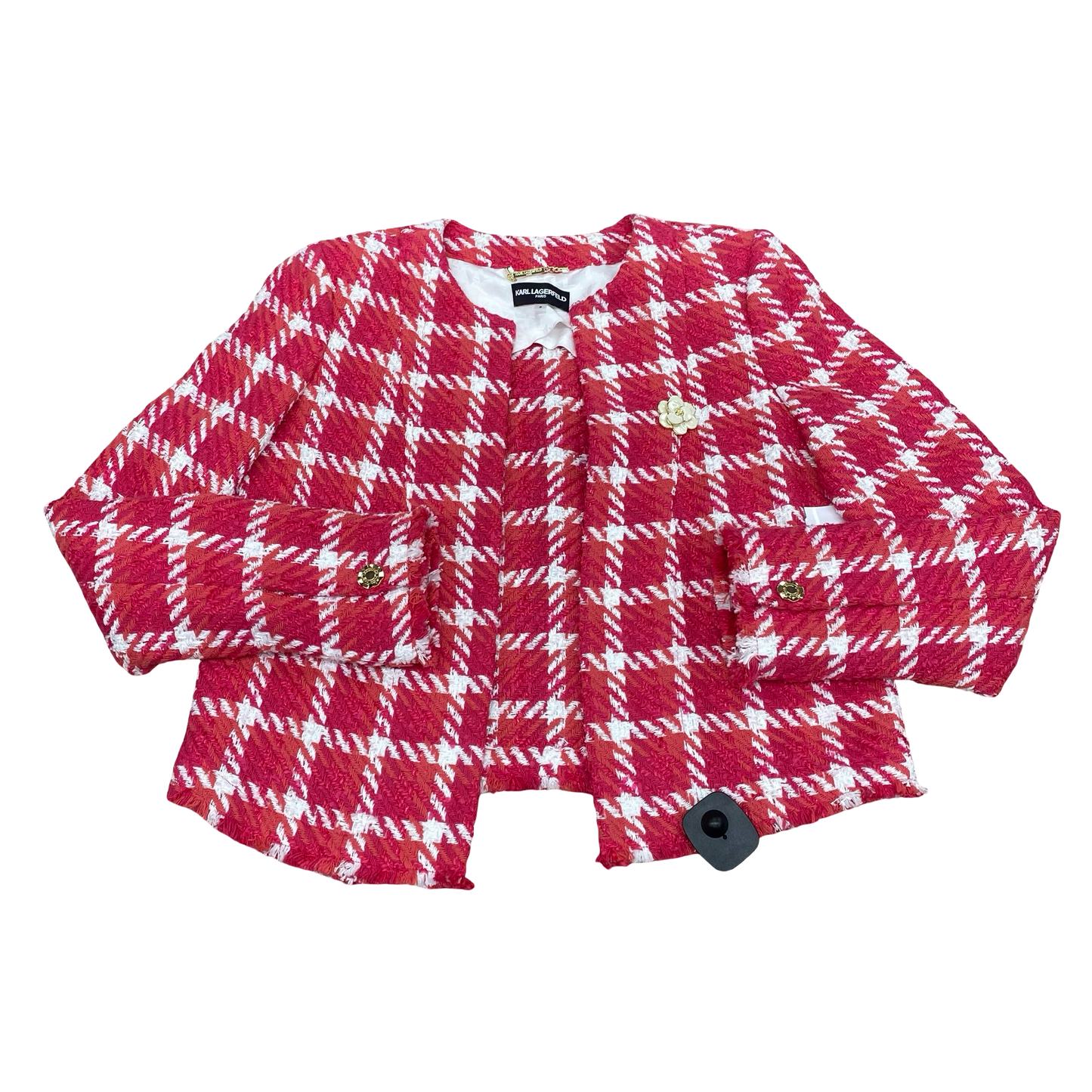 Blazer Designer By Karl Lagerfeld In Pink & White, Size:6