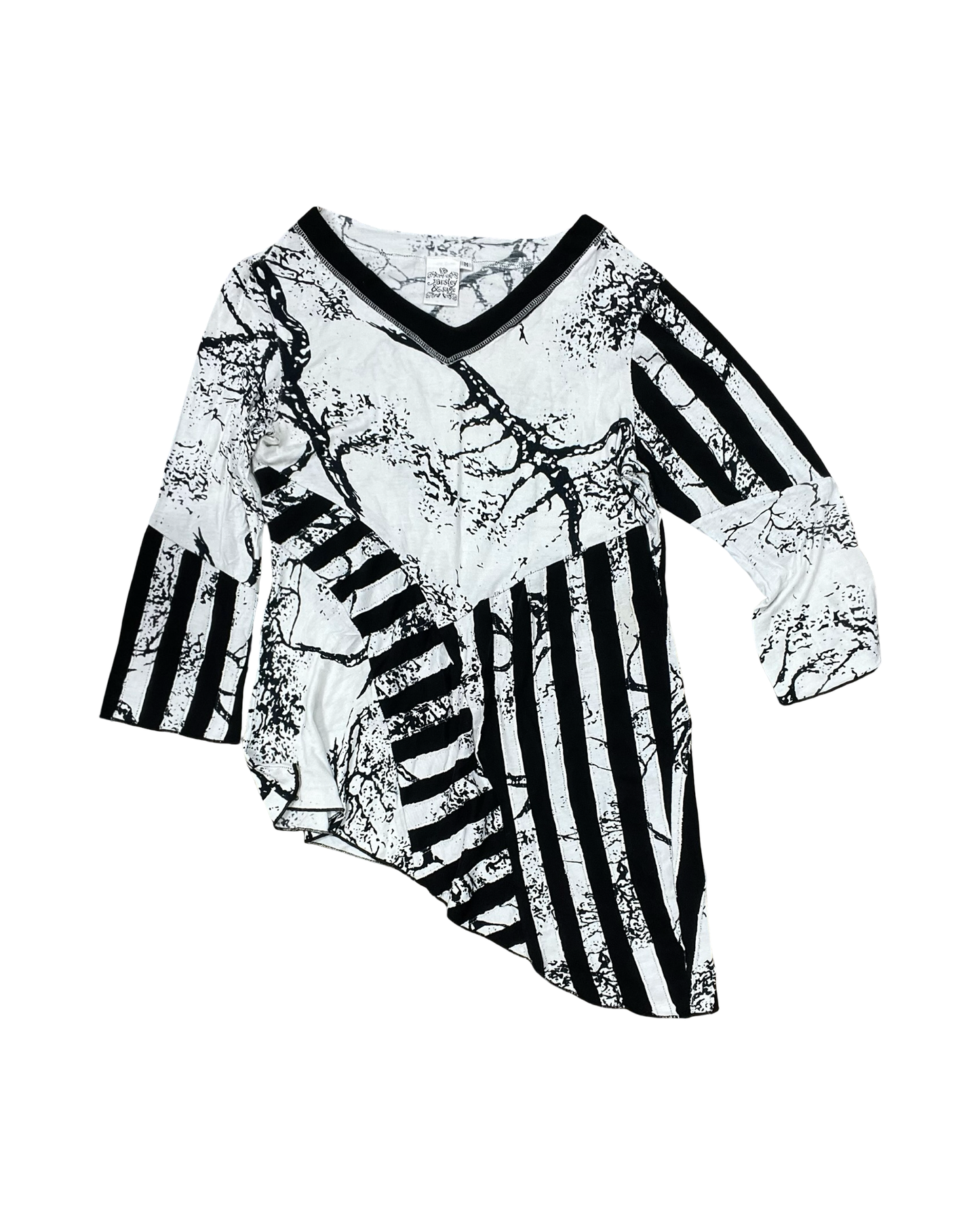 Top 3/4 Sleeve By Parsley & Sage In Black & White, Size:M