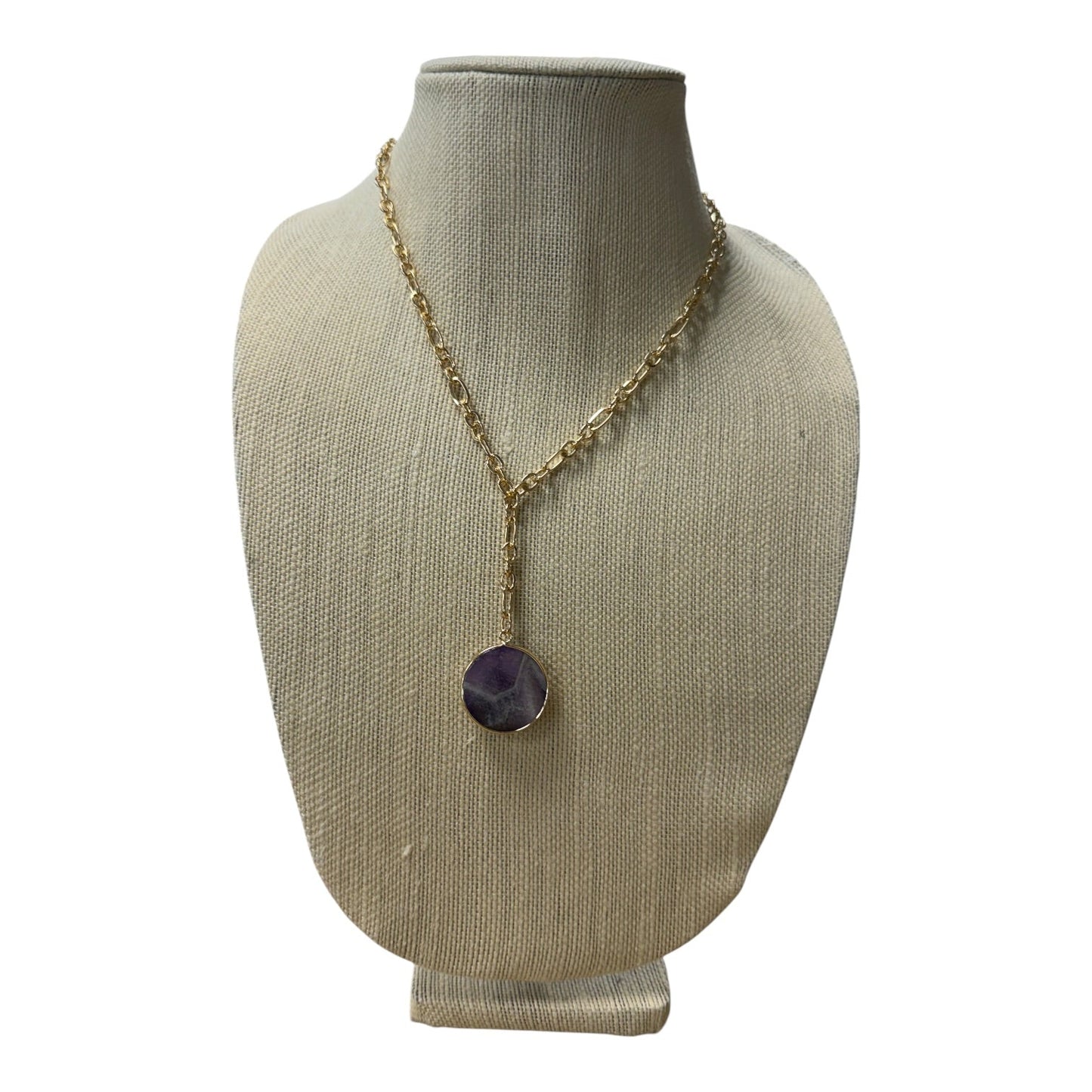Necklace Lariat & Y-Drop By Cme In Gold & Purple