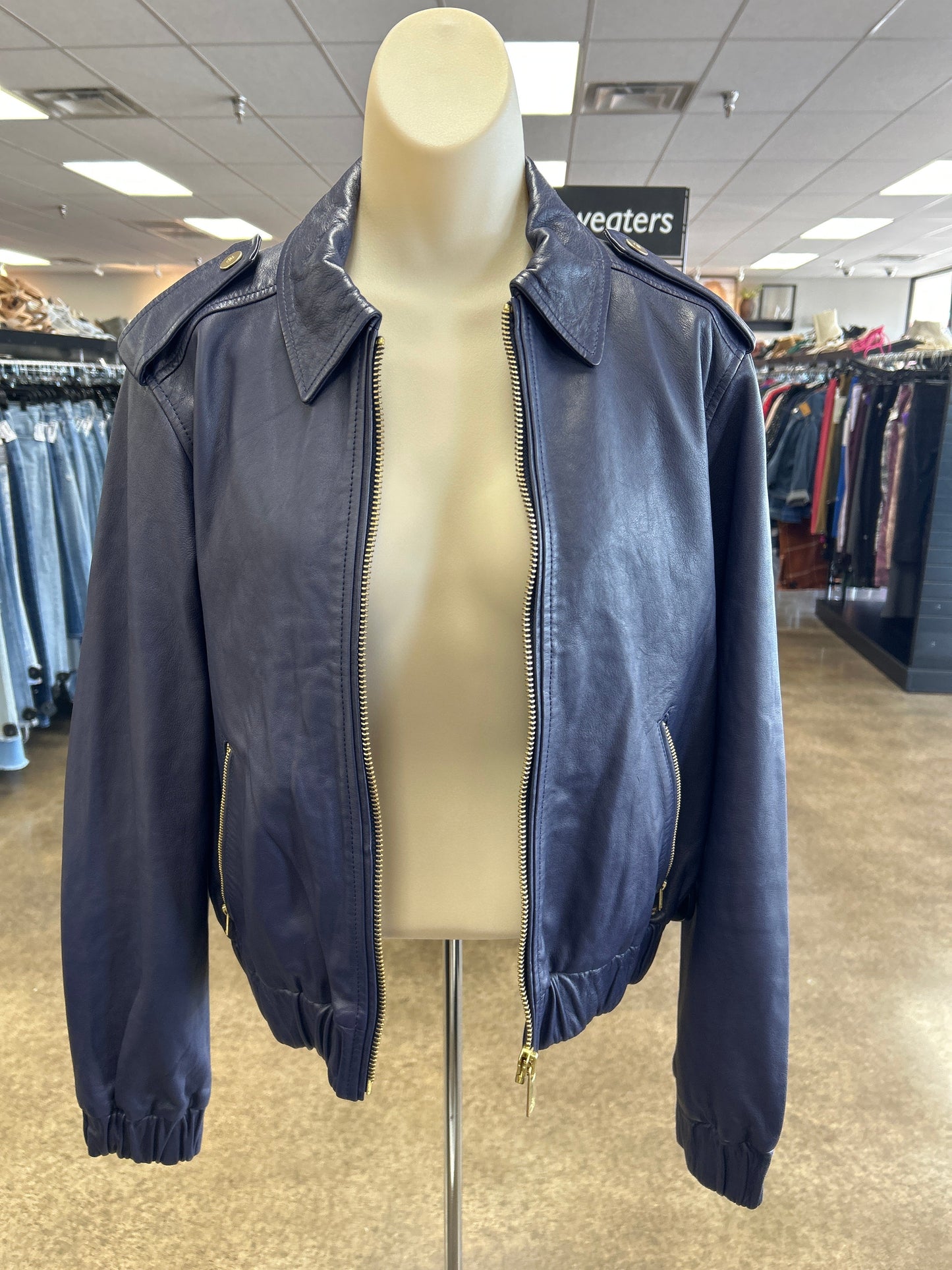 Jacket Leather By Scotch & Soda In Navy, Size:M