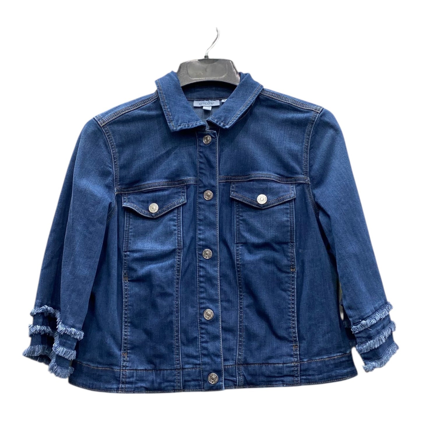 Jacket Denim By Chicos In Blue, Size:M