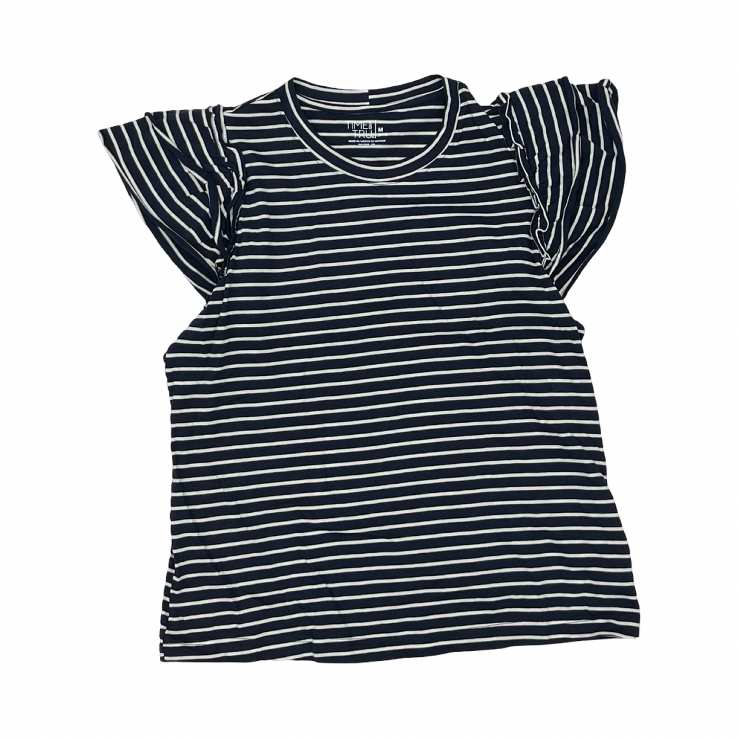 Top Sleeveless By Time And Tru In Blue & White, Size:M