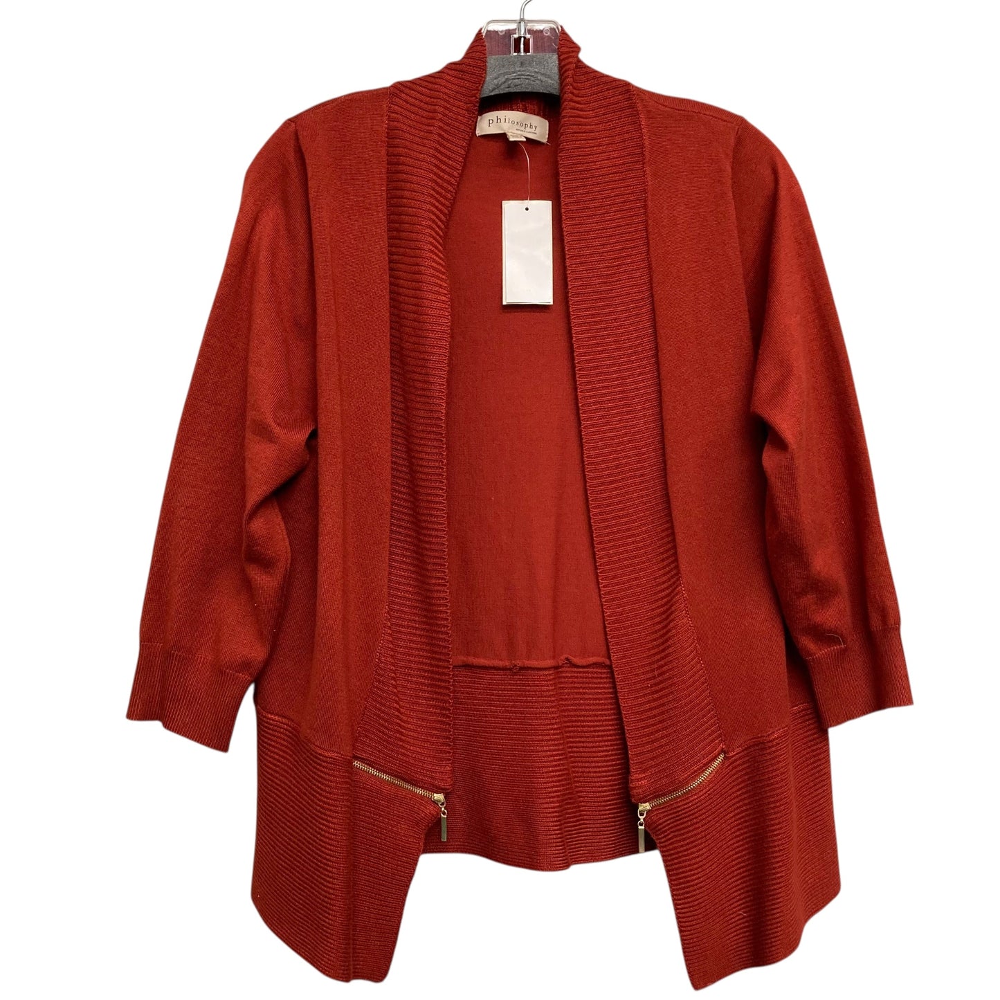 Sweater Cardigan By Philosophy In Red, Size:Xl