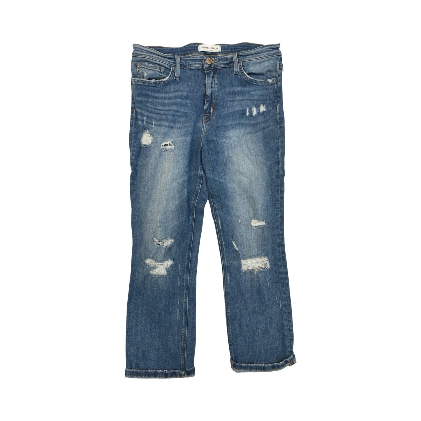 Jeans Straight By Flying Monkey In Blue Denim, Size:12
