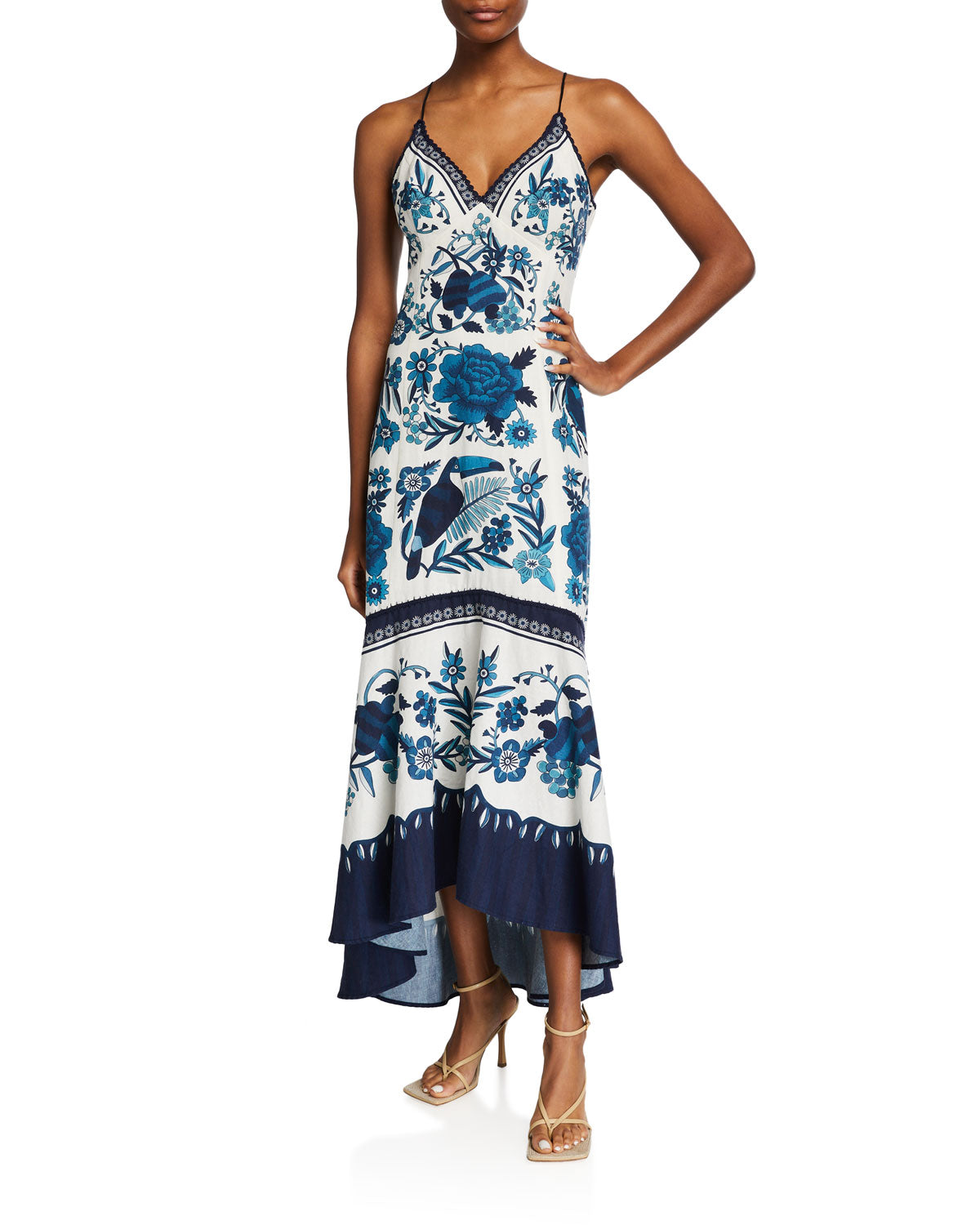 Tropical Tiles maxi dress Casual Midi By Farm Rio In Blue, Size: M