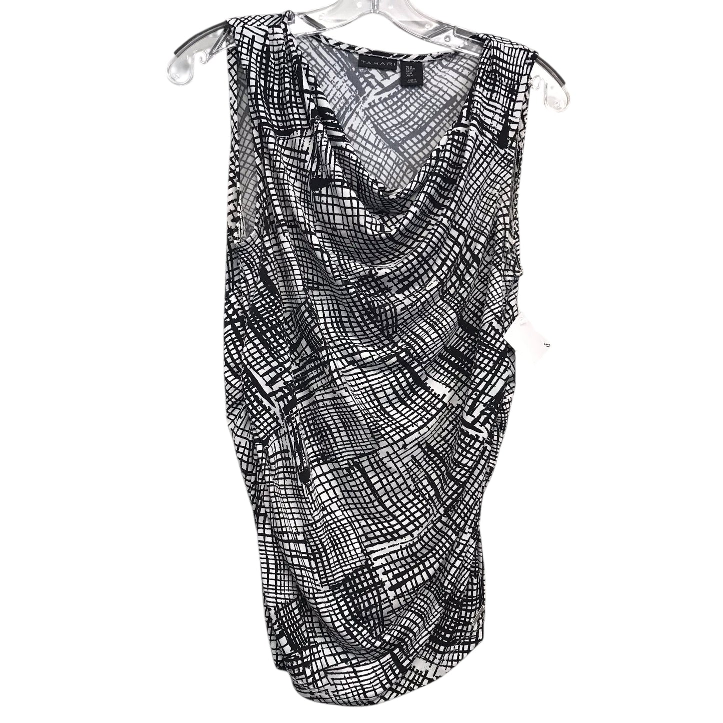 Top Sleeveless By Tahari By Arthur Levine In Black & White, Size:M