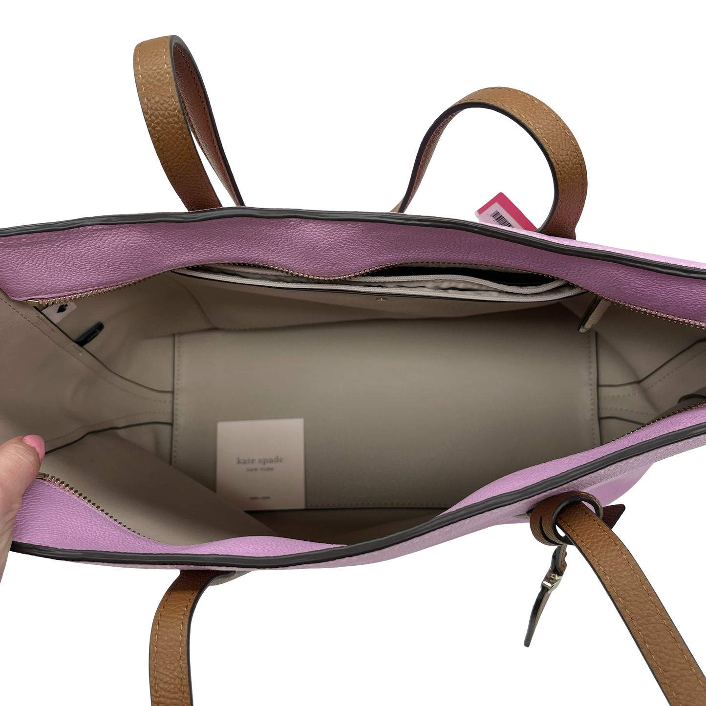 Handbag Designer By Kate Spade In Cream & Purple, Size:Large