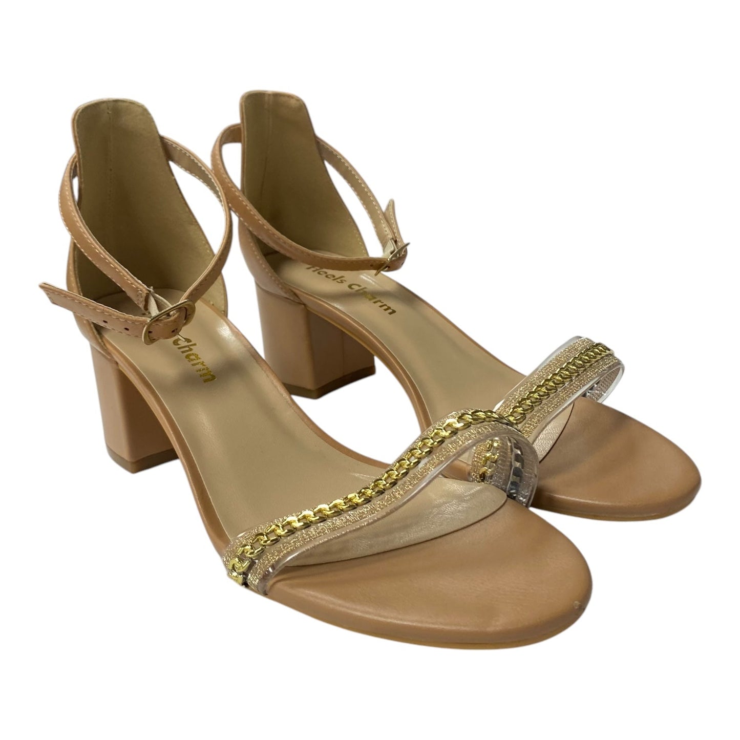 SHOES HEELS BLOCK by Heels charm In TAN, Size: 7