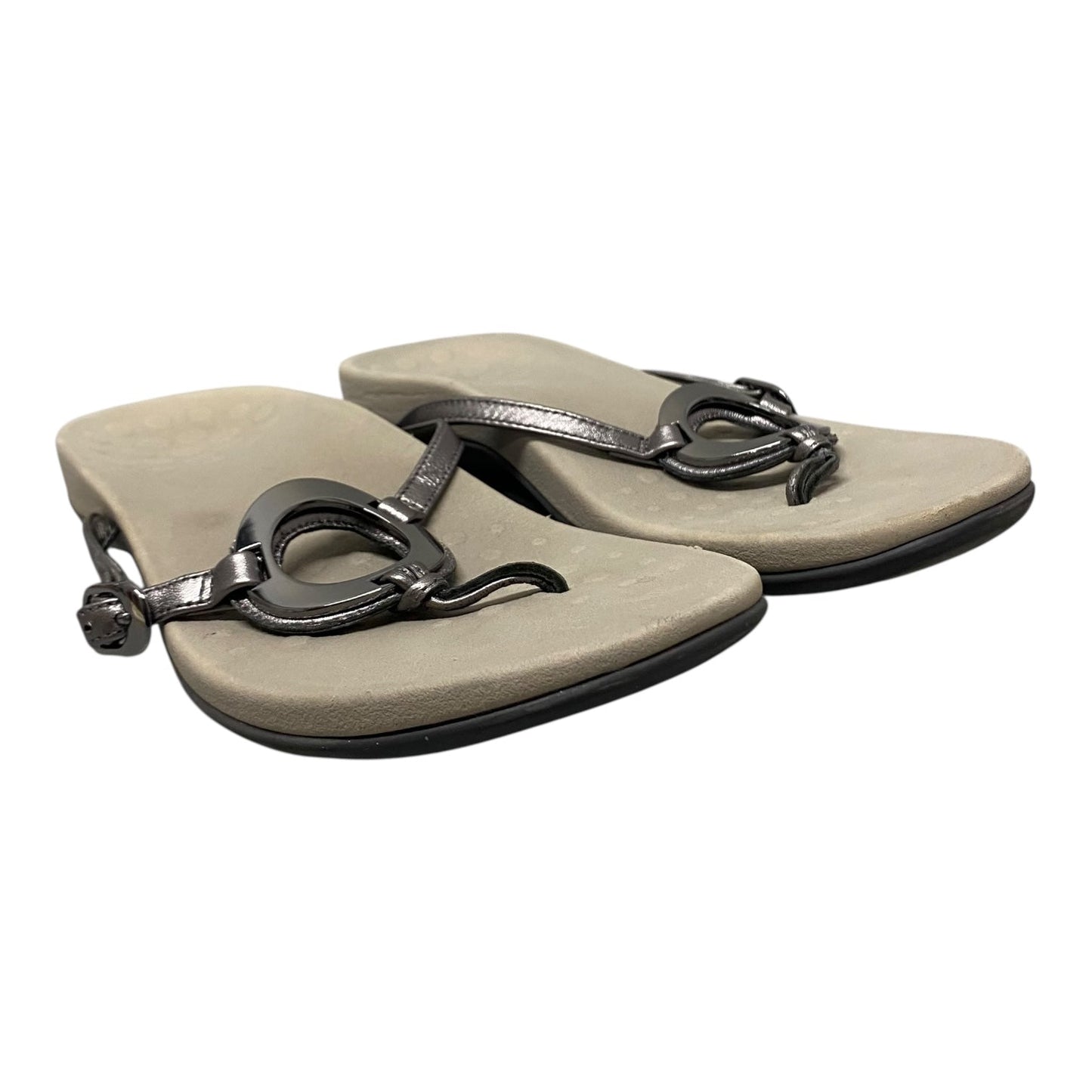 Sandals Flats By Vionic In Silver, Size:10