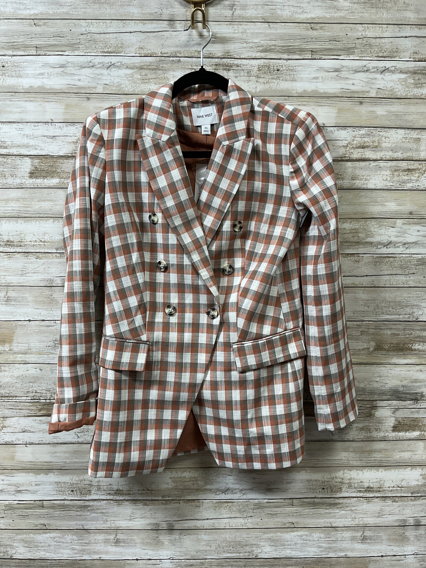 Blazer By Nine West In Grey & Orange, Size:Xs