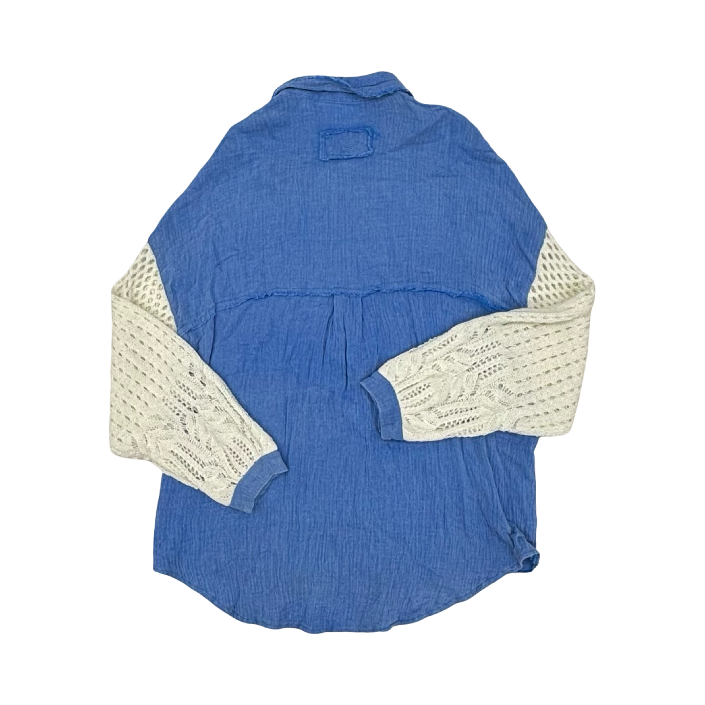 Blouse Ls By Pol In Blue & White, Size:M