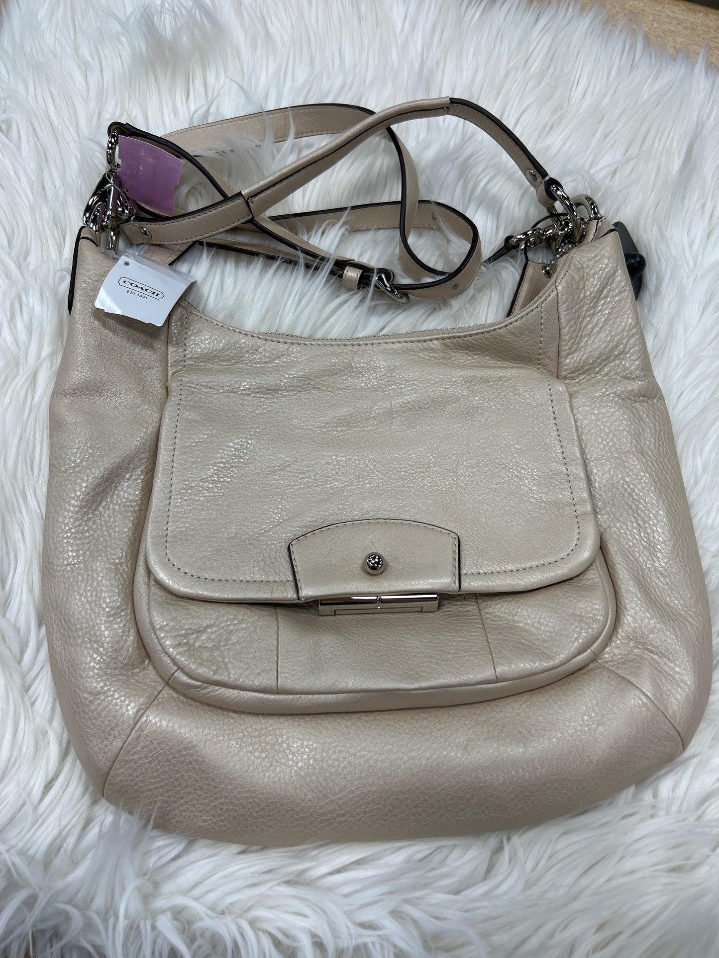 Handbag Designer By Coach In Cream, Size:Large